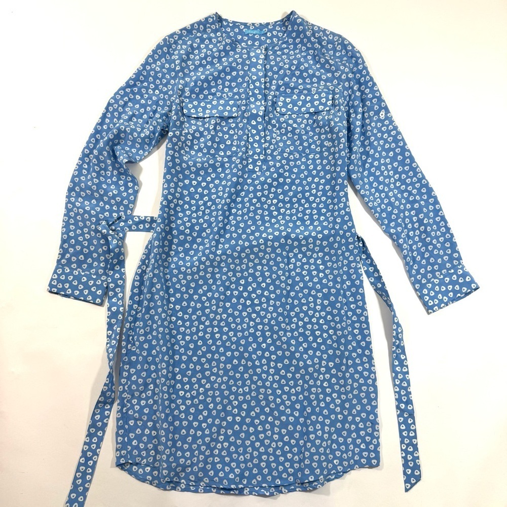 J McLaughlin Casablanca Silk Dress Button Front Blue